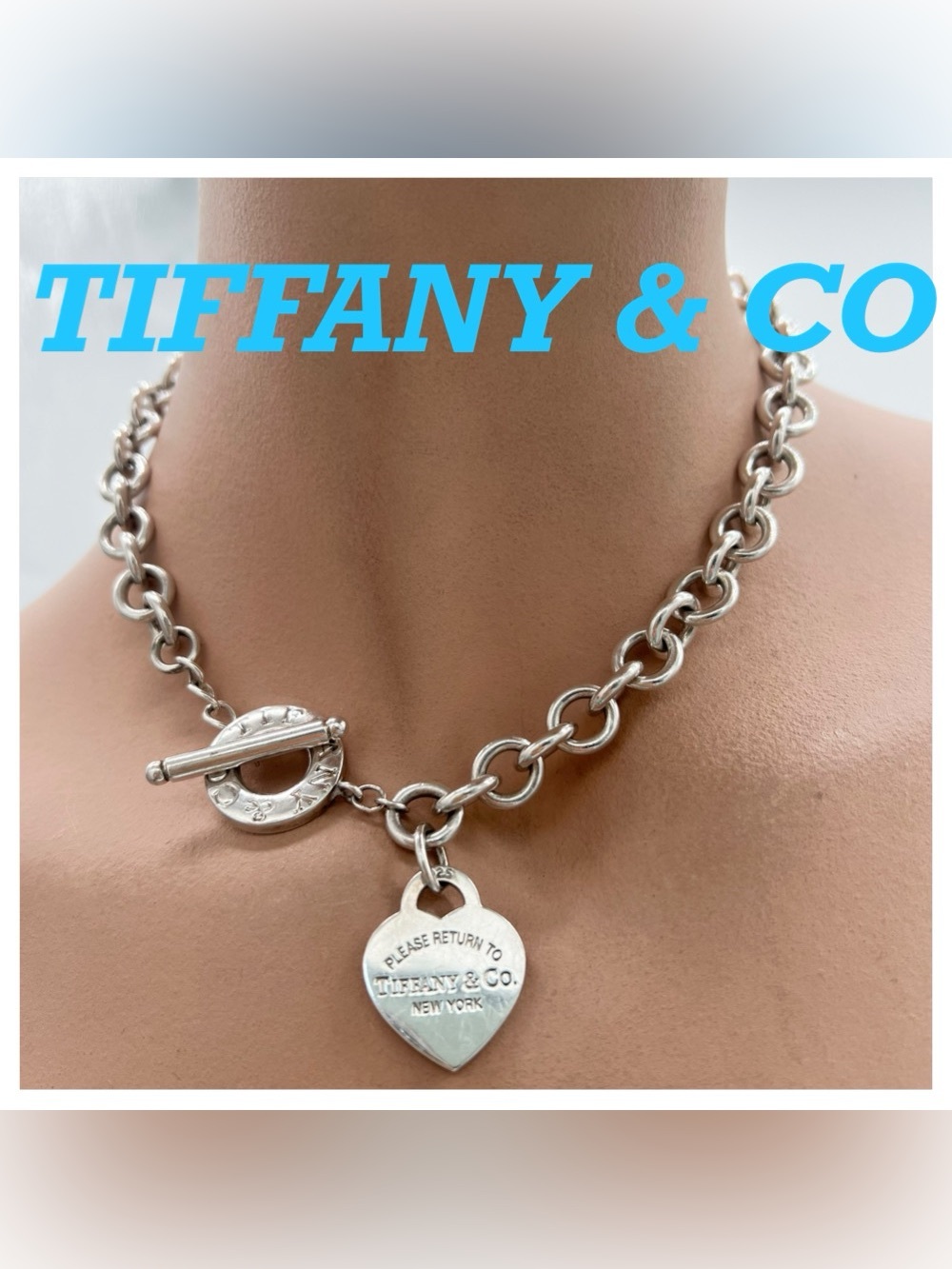 🔴Authentic Tiffany & Co. Sterling Silver RTT Heart Tag Toggle Link Necklace🔴 - Picture 1 of 8
